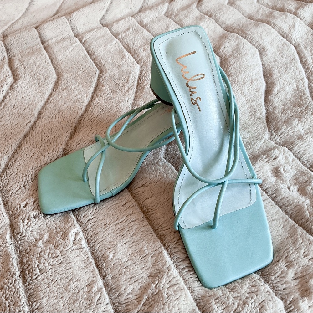 Lulus Jocelynn Aqua Strappy High Heel Sandals - Picture 3 of 11